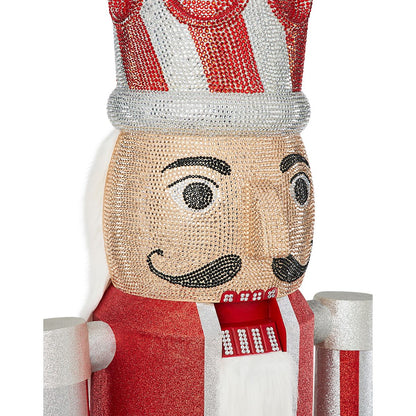 7 Ft Candy Cane Bling Bluetooth Compatible Nutcracker Animatronic RED AND WHITE