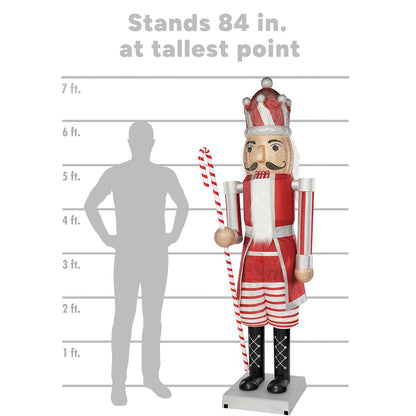 7 Ft Candy Cane Bling Bluetooth Compatible Nutcracker Animatronic RED AND WHITE