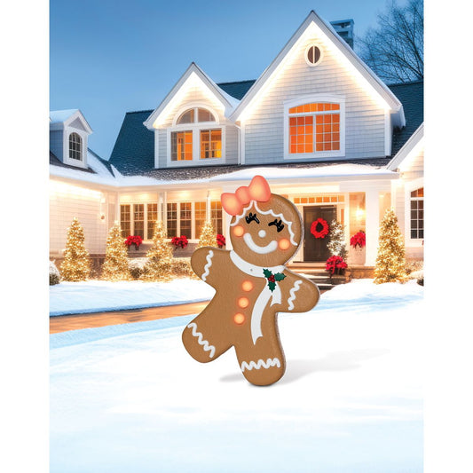 3 Ft Light-Up Gingerbread Girl Animatronic MULTI-COLOR