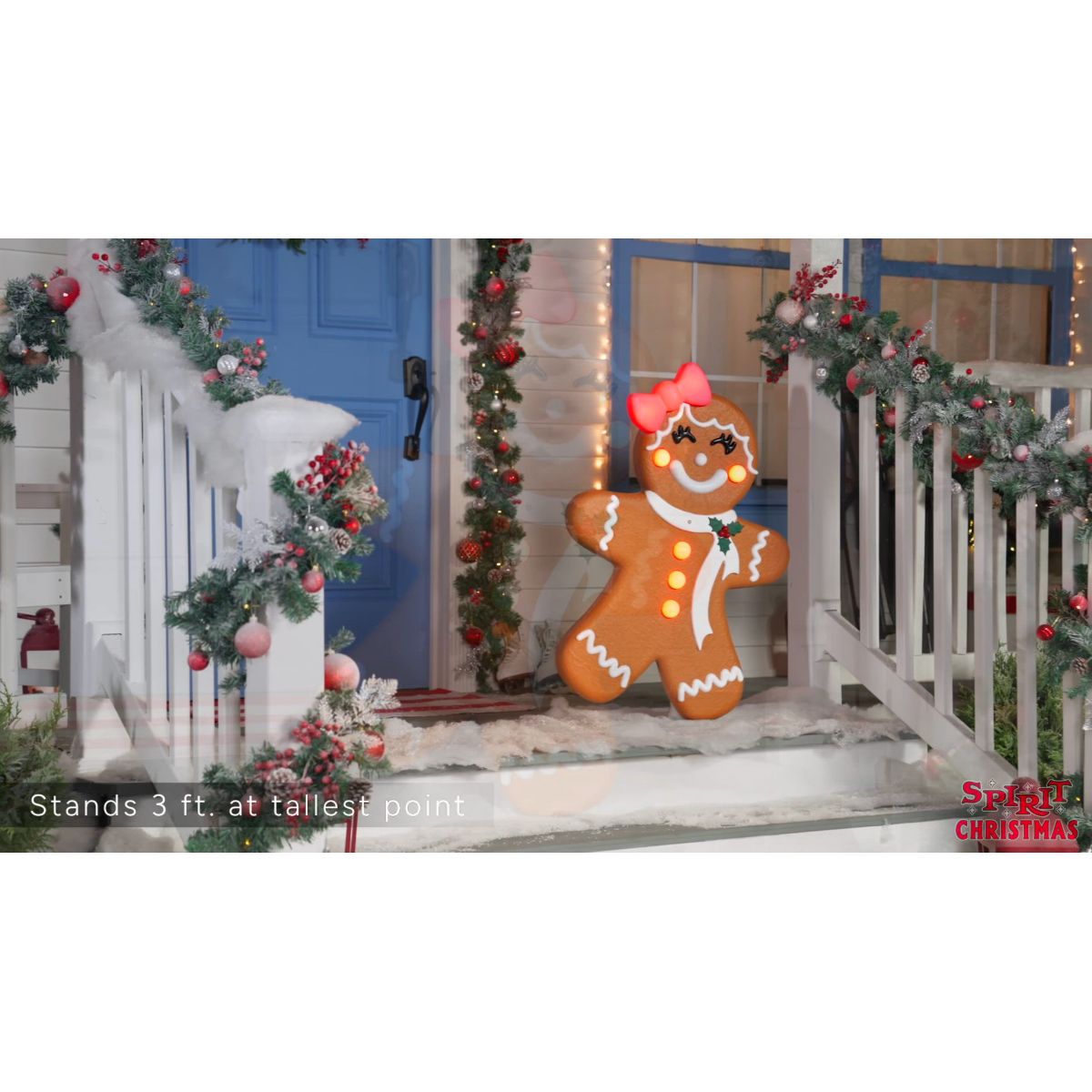 3 Ft Light-Up Gingerbread Girl Animatronic MULTI-COLOR