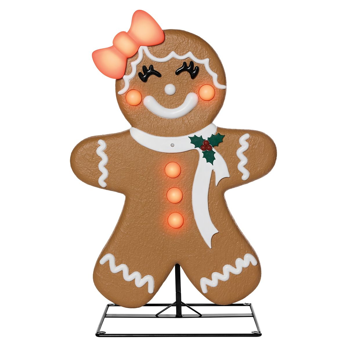 3 Ft Light-Up Gingerbread Girl Animatronic MULTI-COLOR