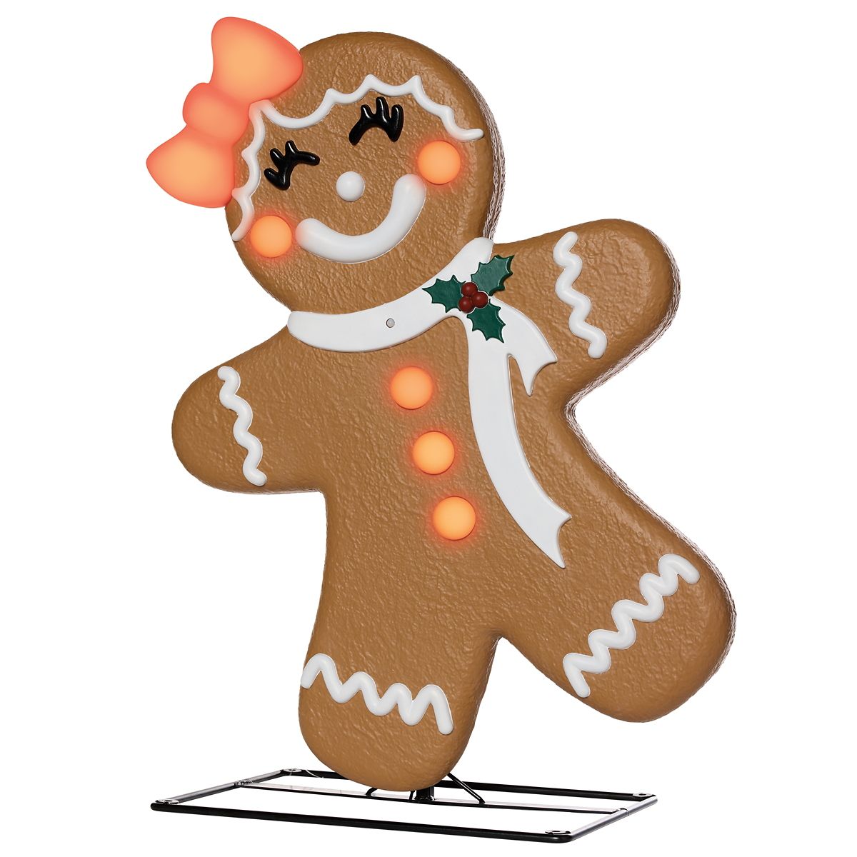 3 Ft Light-Up Gingerbread Girl Animatronic MULTI-COLOR