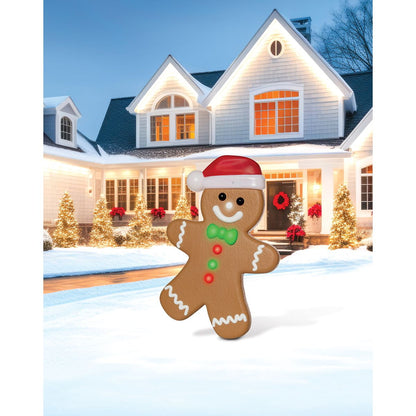 3 Ft Light-Up Gingerbread Boy Animatronic MULTI-COLOR