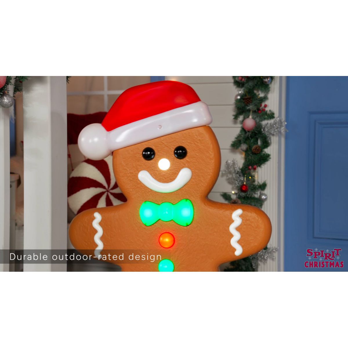 3 Ft Light-Up Gingerbread Boy Animatronic MULTI-COLOR