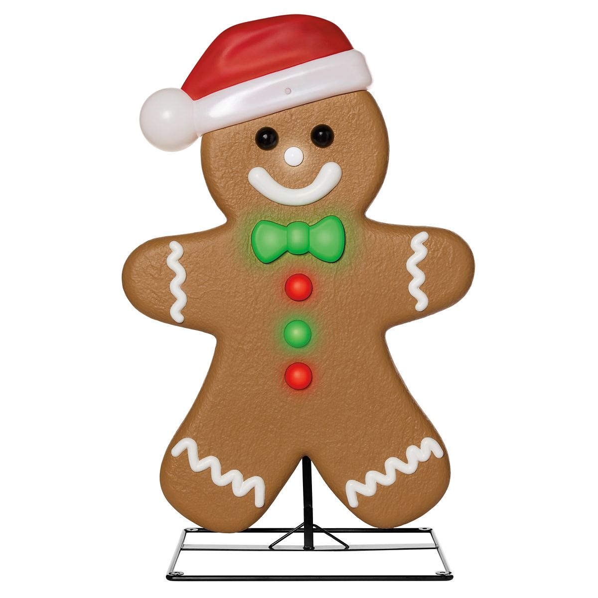 3 Ft Light-Up Gingerbread Boy Animatronic MULTI-COLOR