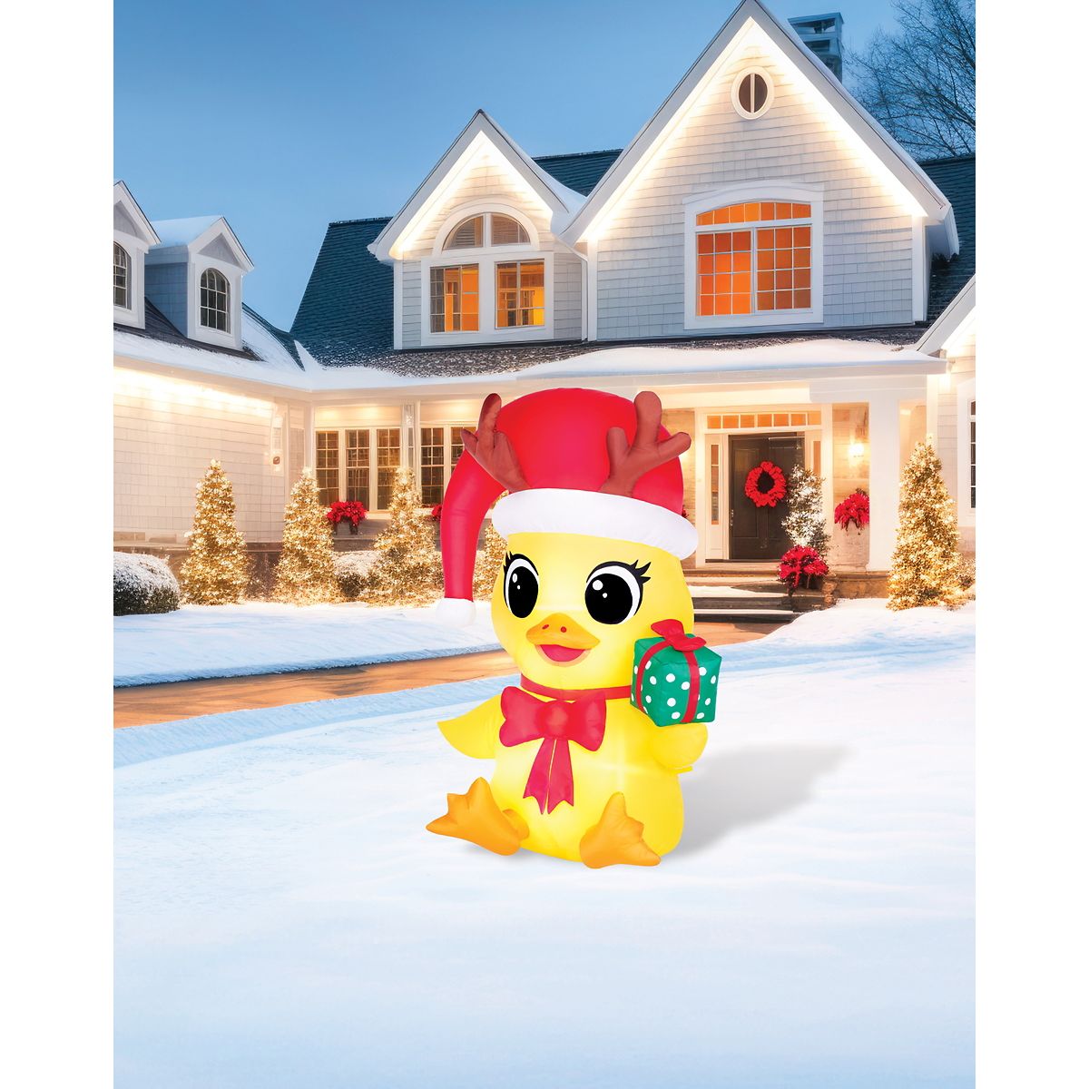 3 Ft Light-Up Duck with Presents Inflatable Decoration YELLOW