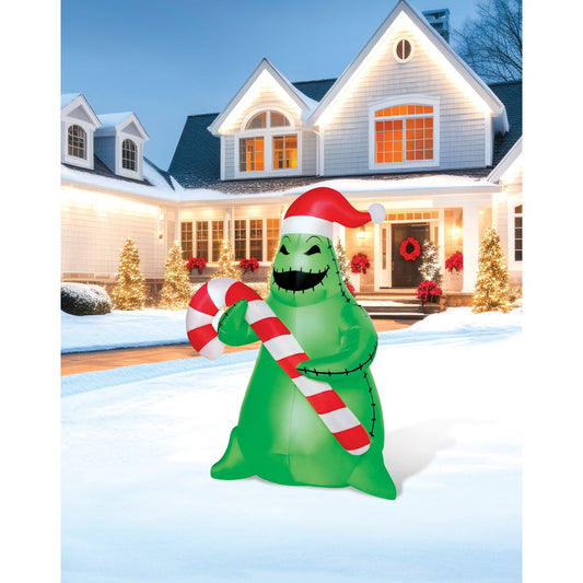4 Ft 2 In Light-Up Oogie Boogie Candy Cane Inflatable Decoration – The Nightmare Before Christmas MULTI-COLOR