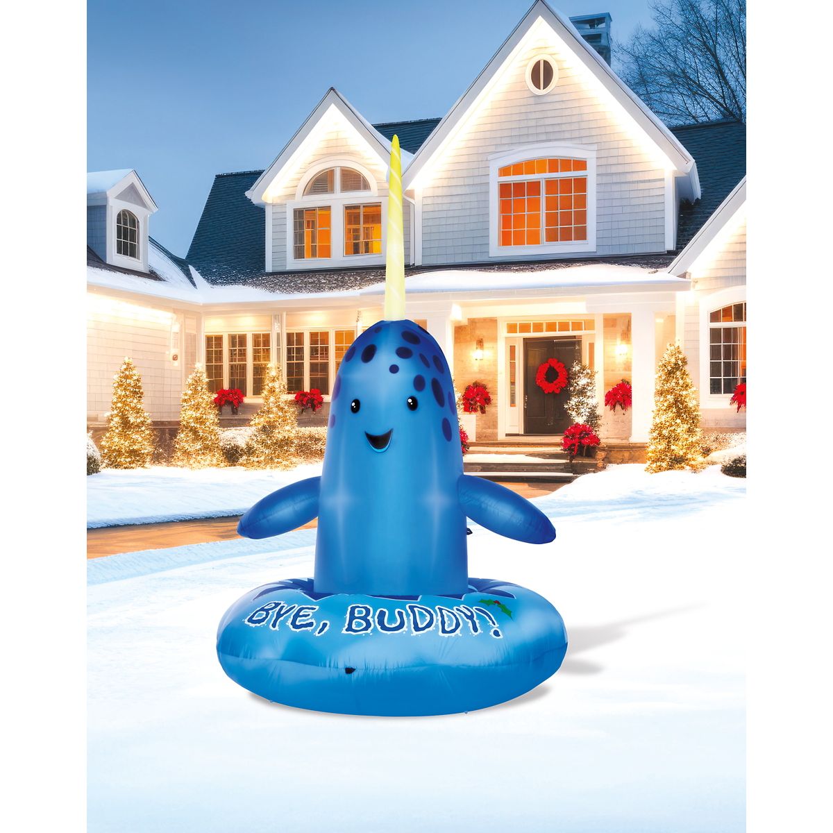 8 Ft 2 In Light-Up Narwhal Inflatable Decoration MULTI-COLOR