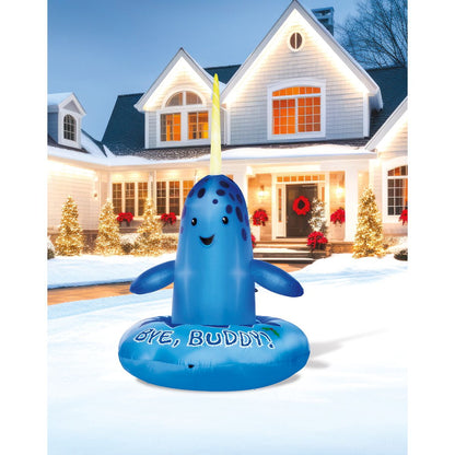 8 Ft 2 In Light-Up Narwhal Inflatable Decoration MULTI-COLOR