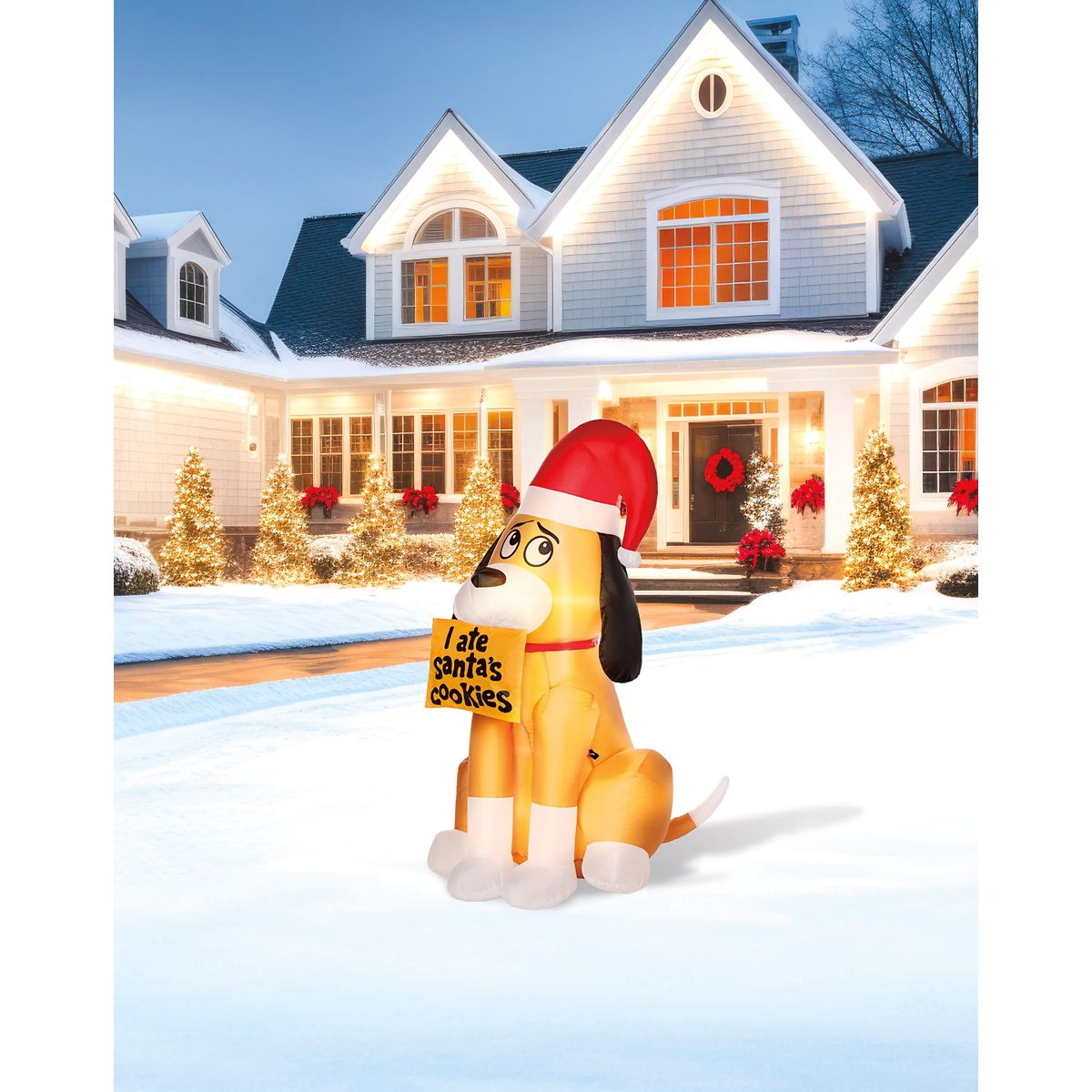 4 Ft Light-Up Santa's Dog Inflatable Decoration MULTI-COLOR