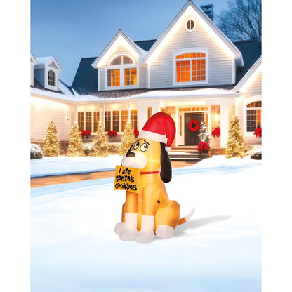 4 Ft Light-Up Santa's Dog Inflatable Decoration MULTI-COLOR