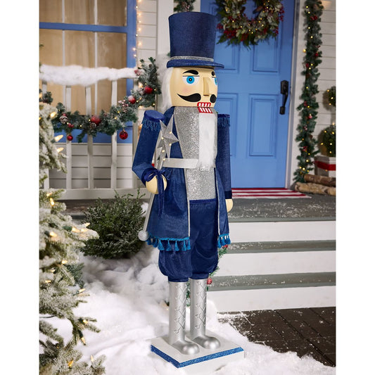 5 Ft 2 In Collapsible Animated Navy Blue Nutcracker NAVY