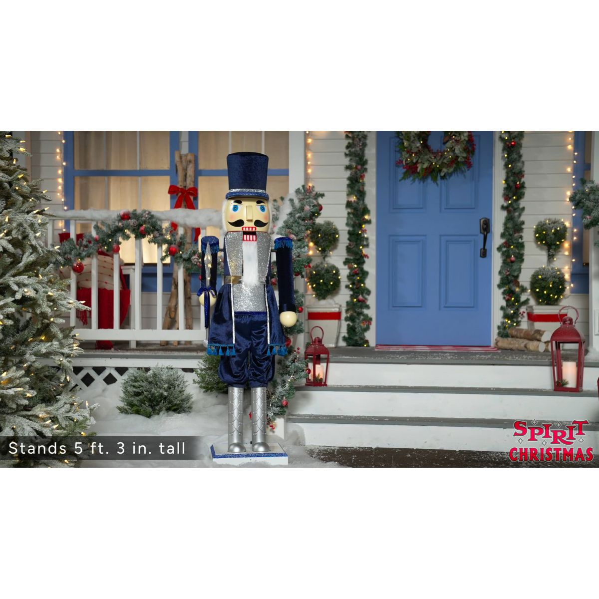 5 Ft 2 In Collapsible Animated Navy Blue Nutcracker NAVY