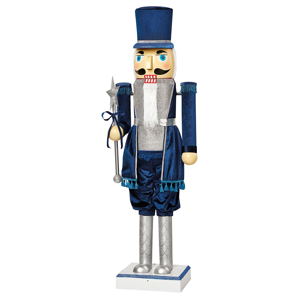 5 Ft 2 In Collapsible Animated Navy Blue Nutcracker NAVY