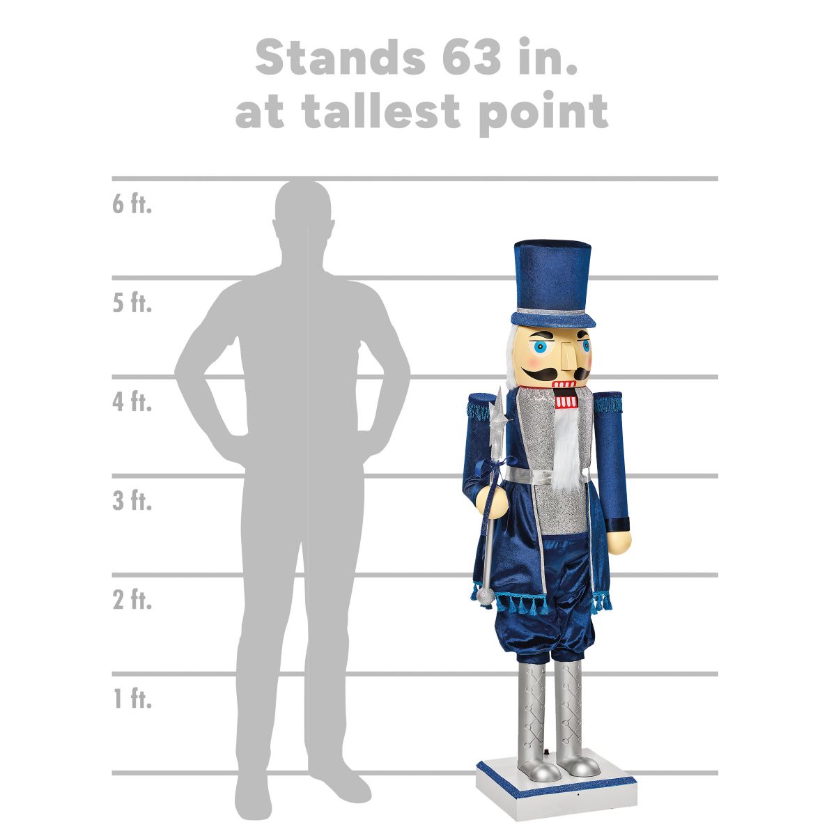 5 Ft 2 In Collapsible Animated Navy Blue Nutcracker NAVY