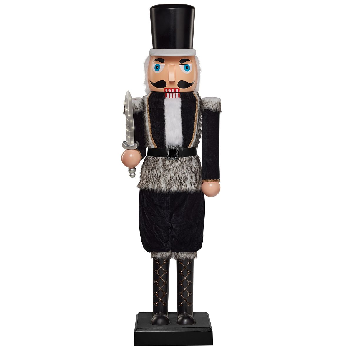 5 Ft 2 In Light-Up Collapsible Animated Black Soldier Nutcracker BLACK