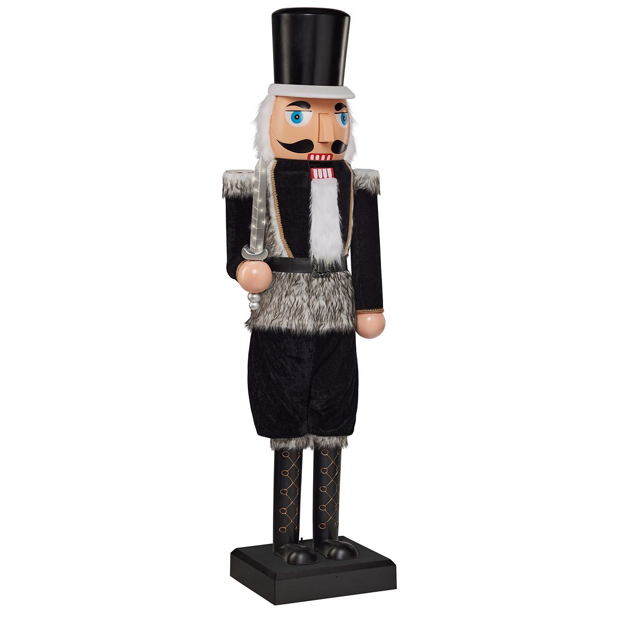 5 Ft 2 In Light-Up Collapsible Animated Black Soldier Nutcracker BLACK