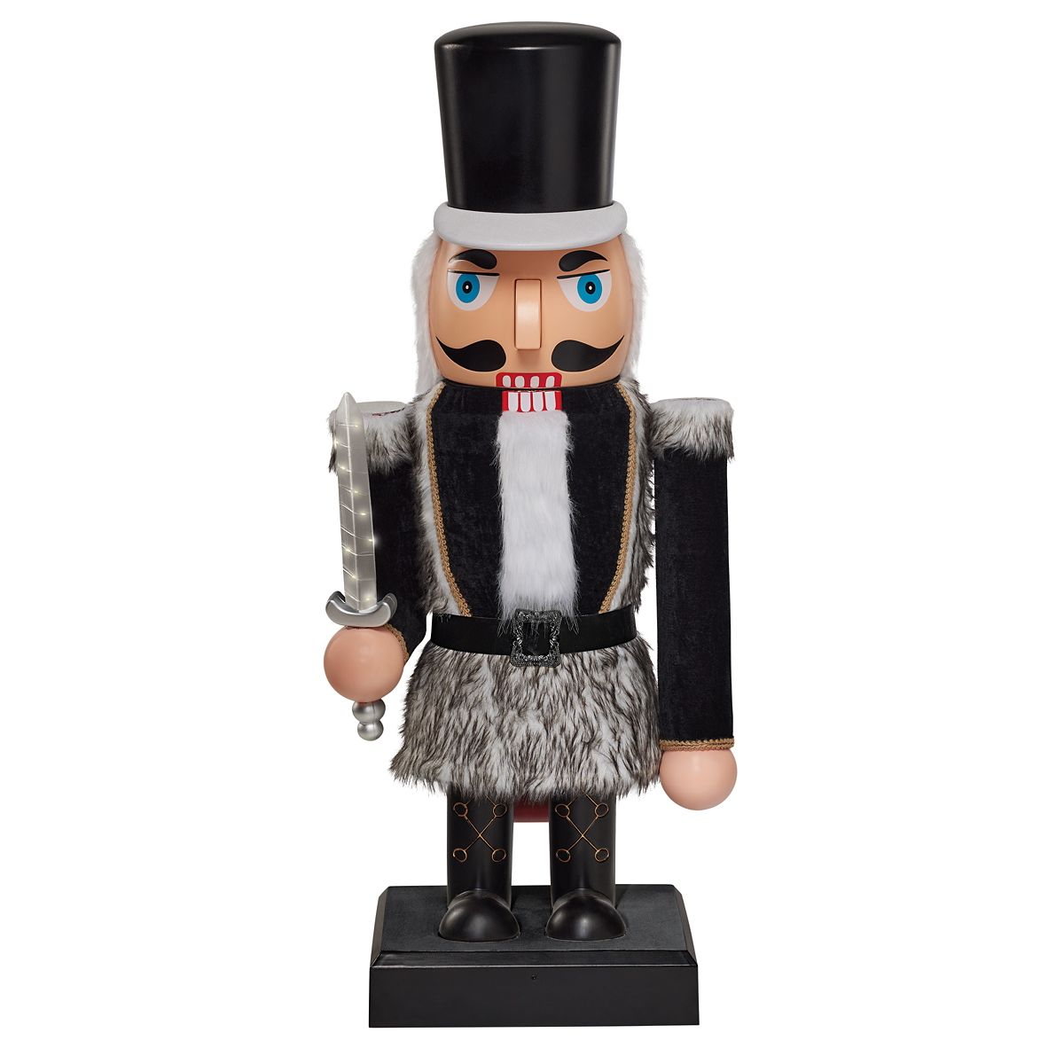 5 Ft 2 In Light-Up Collapsible Animated Black Soldier Nutcracker BLACK