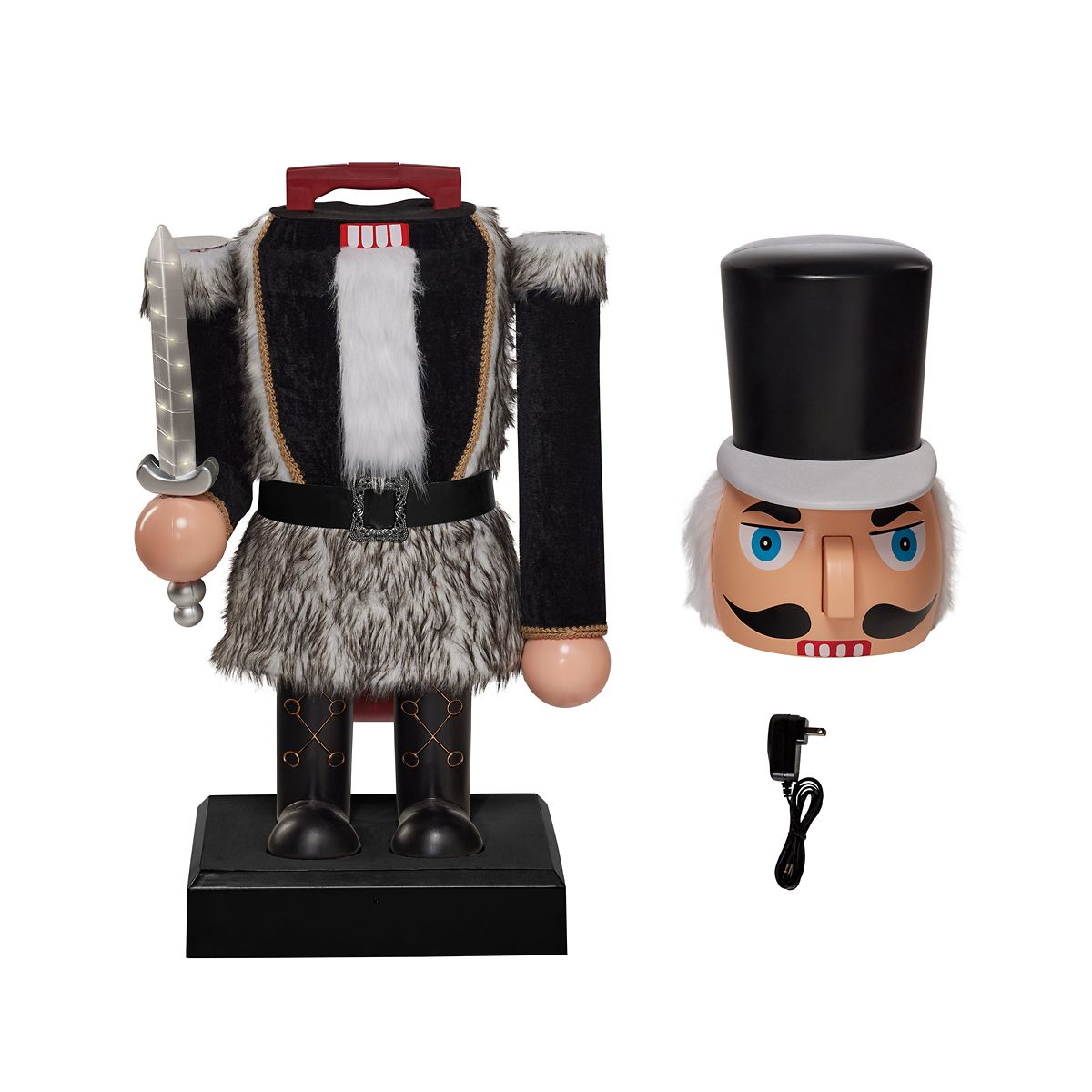 5 Ft 2 In Light-Up Collapsible Animated Black Soldier Nutcracker BLACK