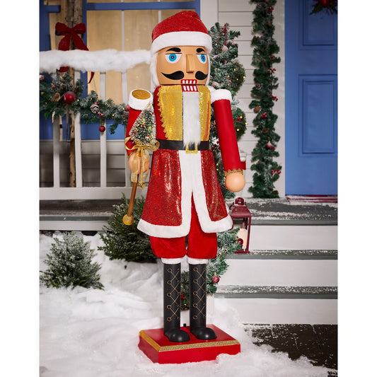 5 Ft 2 In Collapsible Animated Santa Claus Nutcracker RED AND WHITE