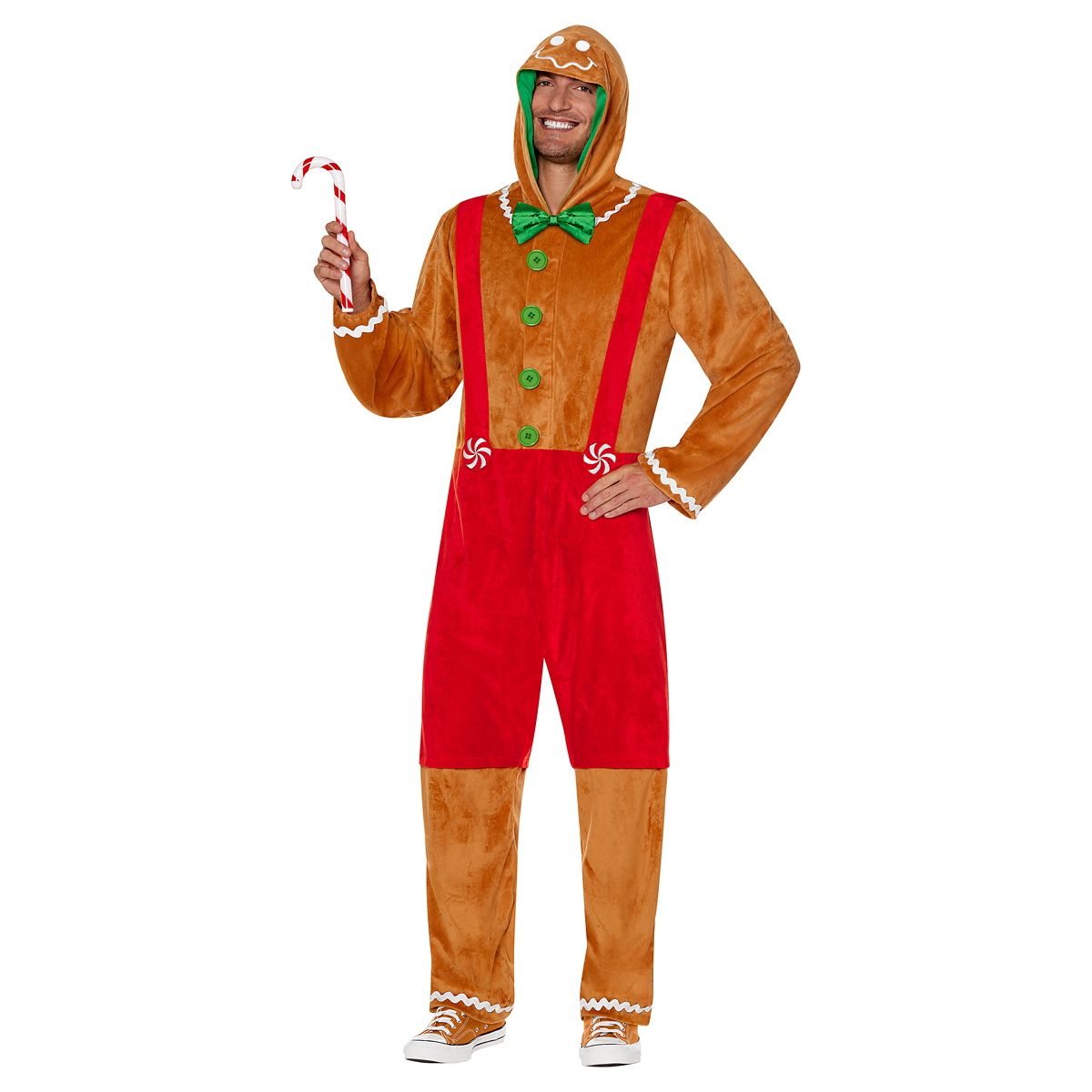 Adult Gingerbread Jumpsuit Costume BROWN