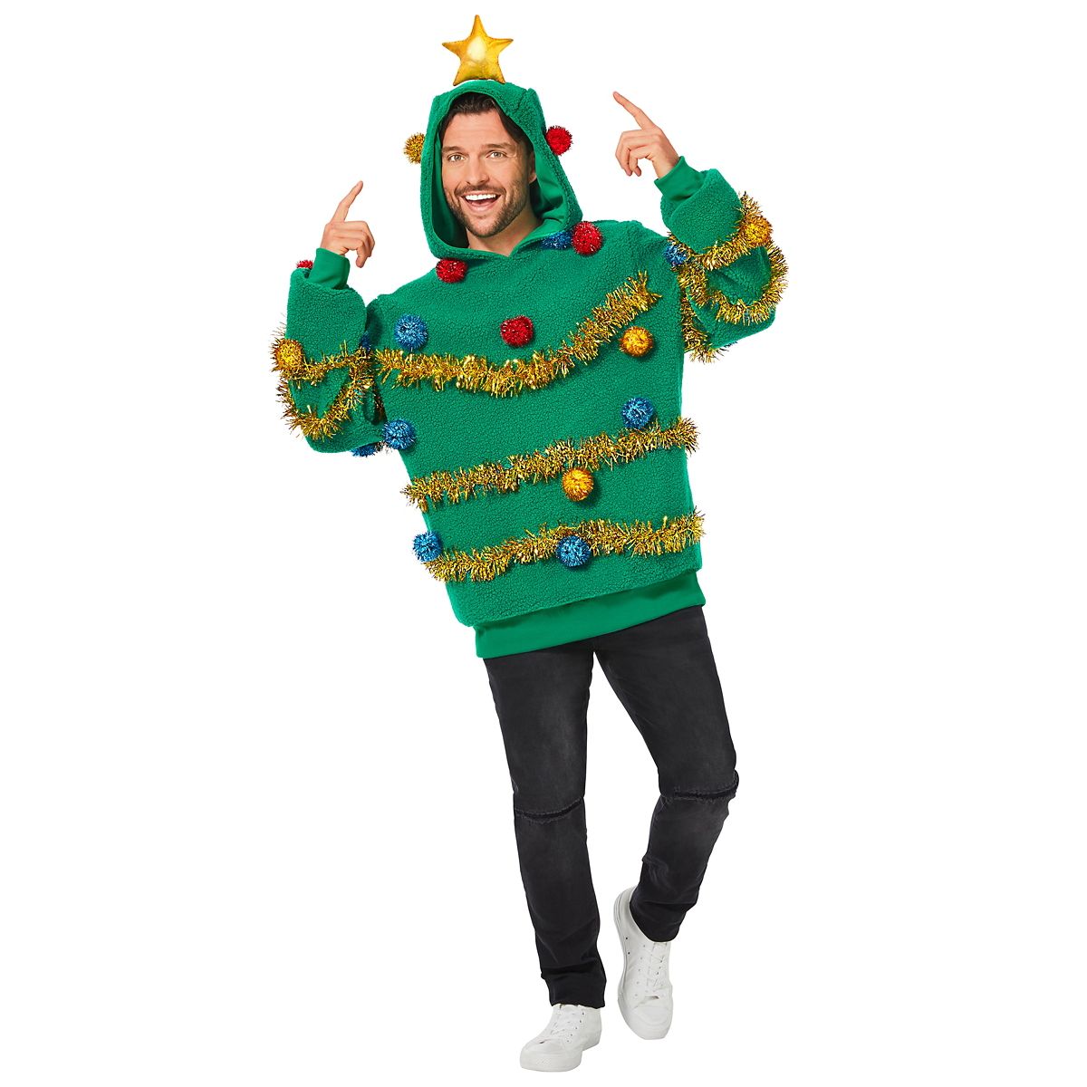 Adult Christmas Tree Hoodie GREEN