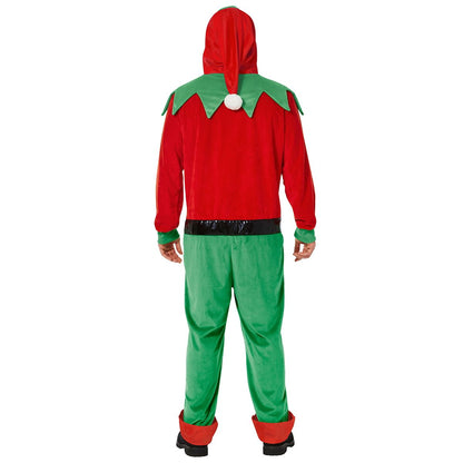 Adult Elf Jumpsuit Costume RED GREEN
