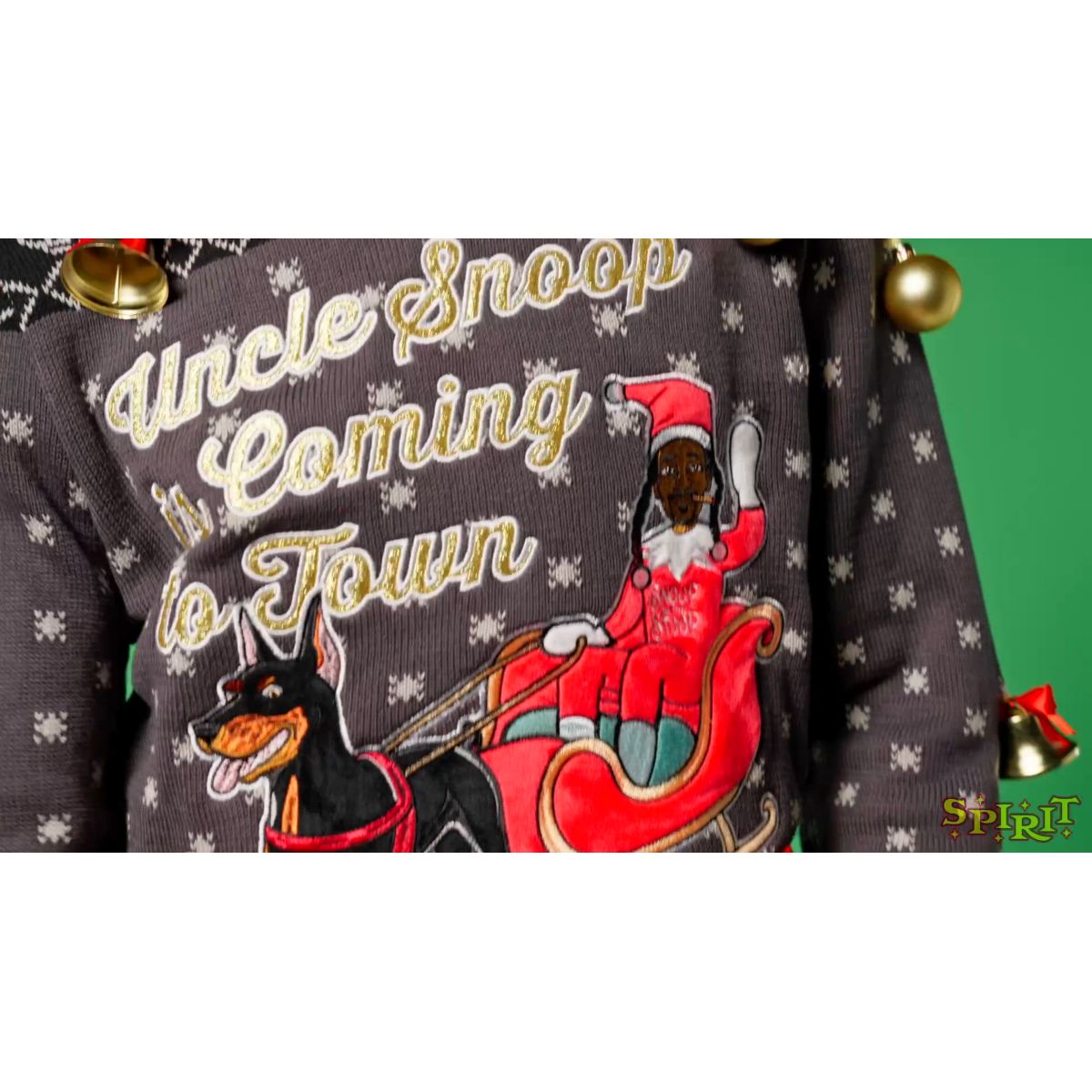 Light-Up Uncle Snoop Is Coming to Town Christmas Sweater PURPLE