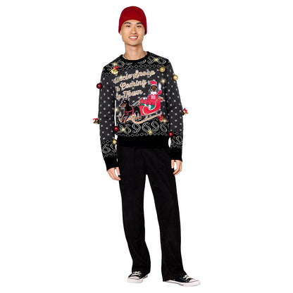 Light-Up Uncle Snoop Is Coming to Town Christmas Sweater PURPLE