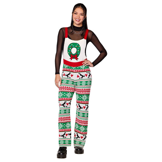 Adult Wreath Christmas Overalls MULTI-COLOR