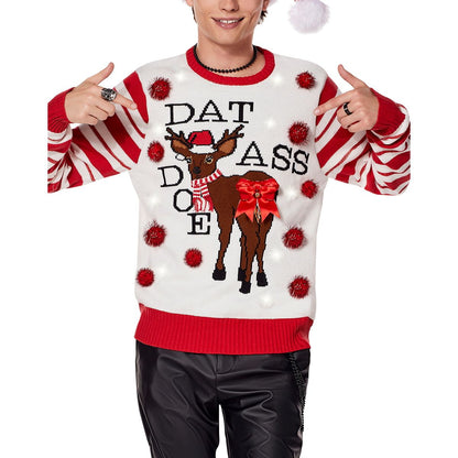 Light-Up Dat Ass Doe Christmas Sweater WHITE