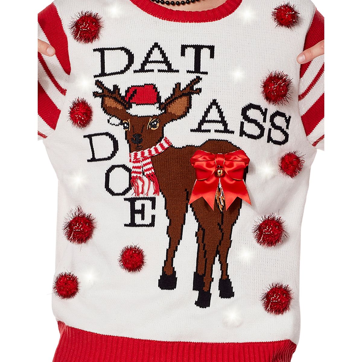 Light-Up Dat Ass Doe Christmas Sweater WHITE