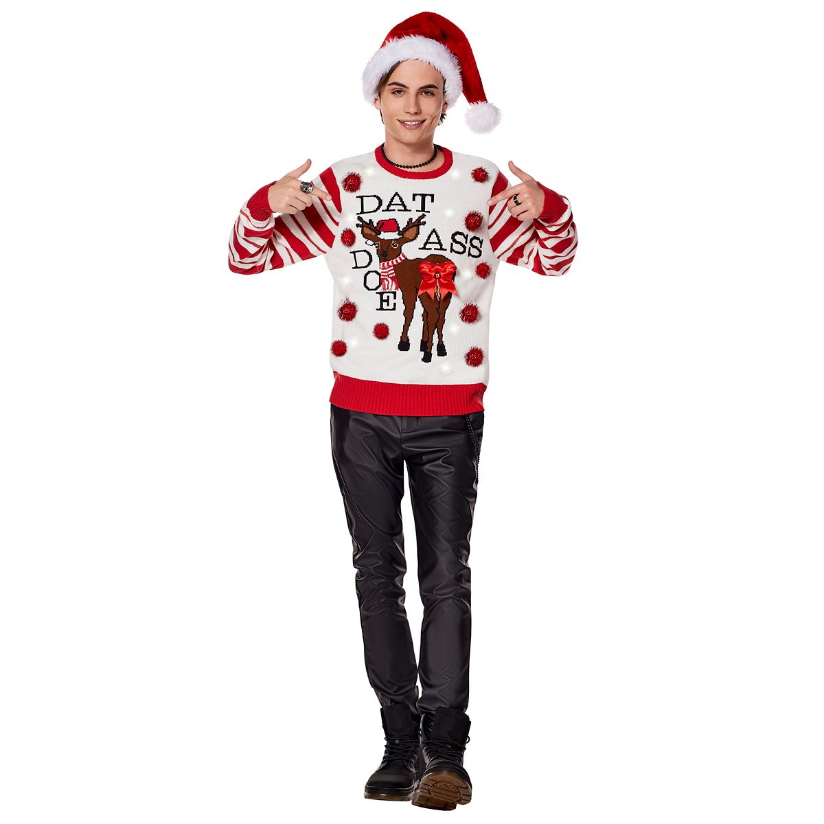 Light-Up Dat Ass Doe Christmas Sweater WHITE
