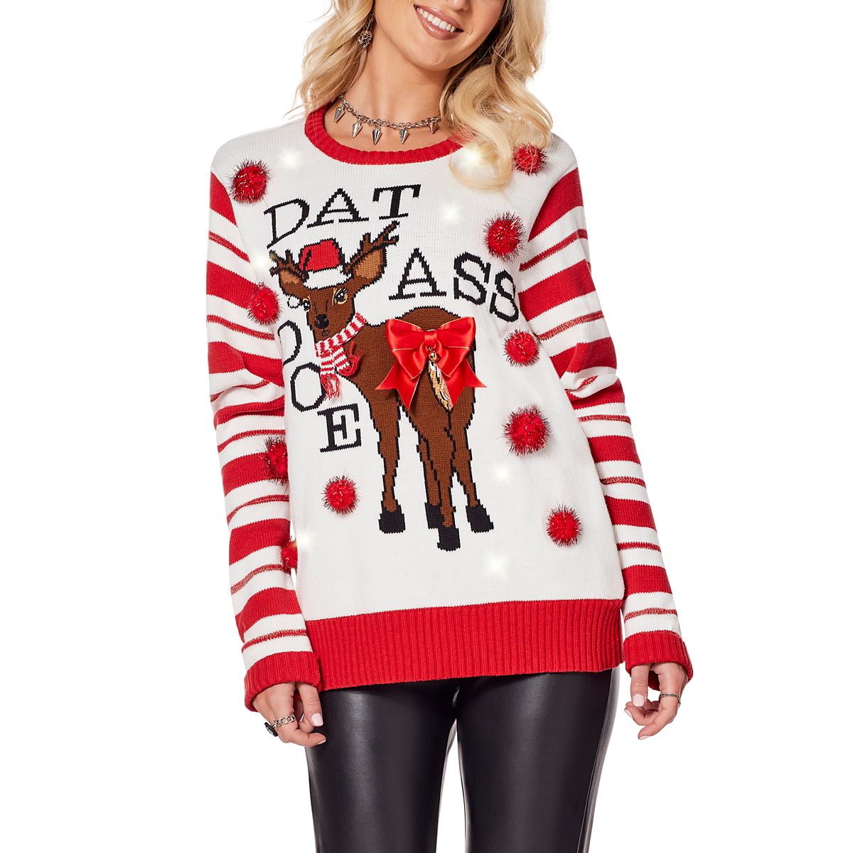 Light-Up Dat Ass Doe Christmas Sweater WHITE