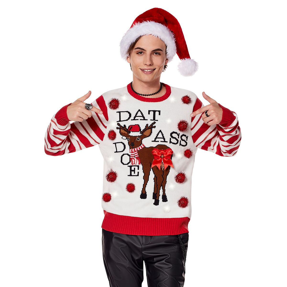 Light-Up Dat Ass Doe Christmas Sweater WHITE