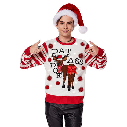 Light-Up Dat Ass Doe Christmas Sweater WHITE