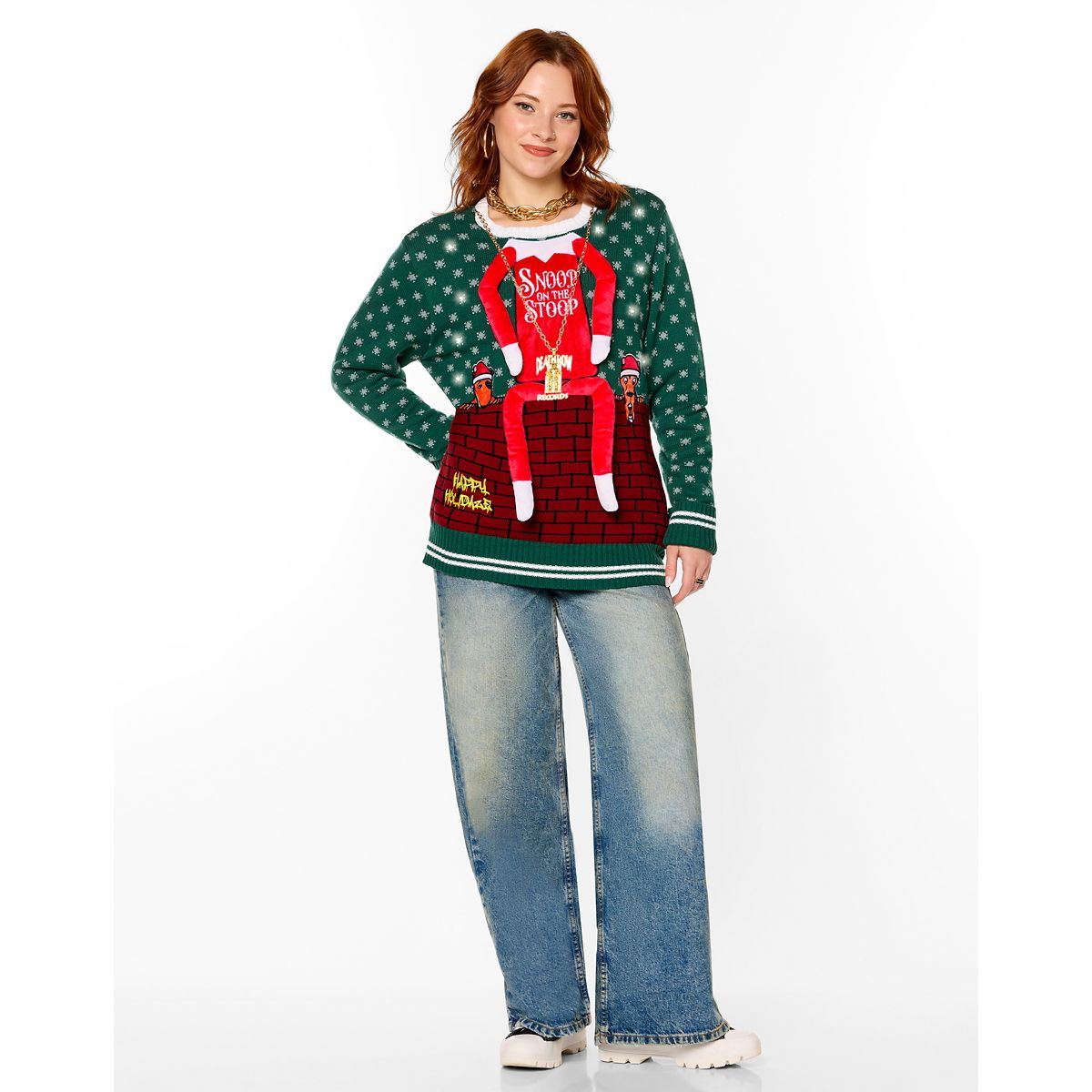 Light-Up Snoop on the Stoop Chain Christmas Sweater BLUE