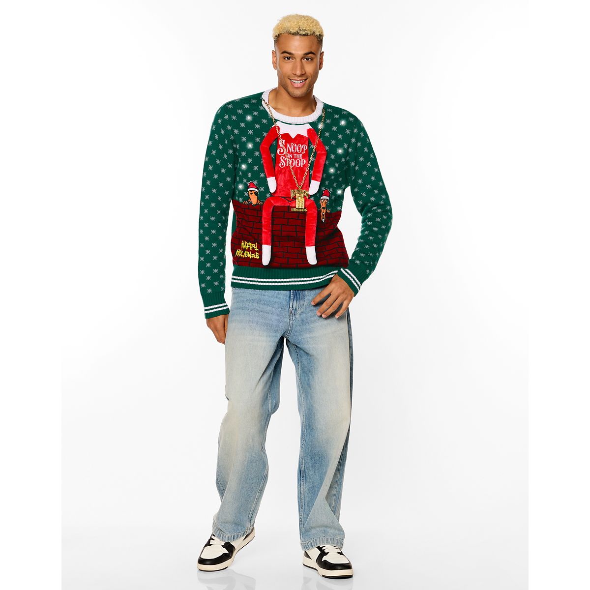 Light-Up Snoop on the Stoop Chain Christmas Sweater BLUE