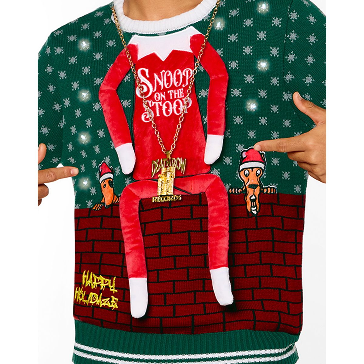Light-Up Snoop on the Stoop Chain Christmas Sweater BLUE