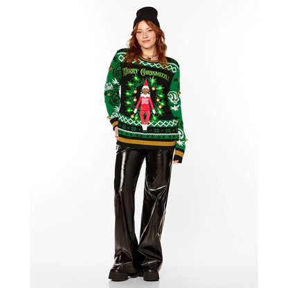 Light-Up Snoop on the Stoop Merry Chrismizzle Christmas Sweater GREEN