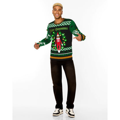 Light-Up Snoop on the Stoop Merry Chrismizzle Christmas Sweater GREEN