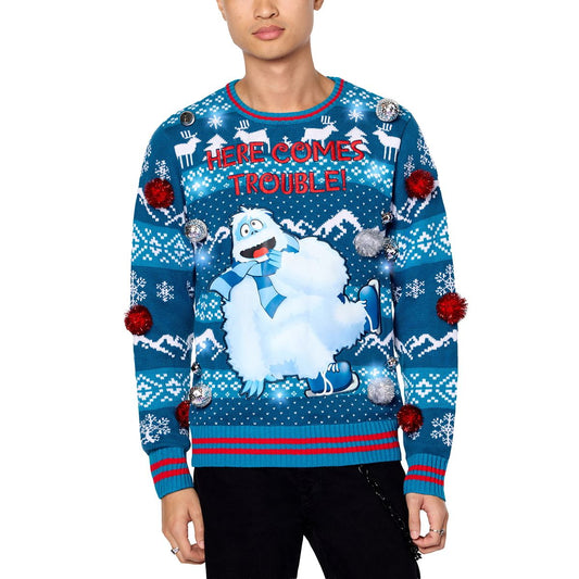 Bumble Here Comes Trouble Christmas Sweater - Rudolph the Red Nosed Reindeer BLUE
