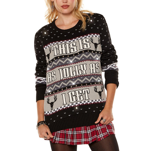 This Is as Jolly as I Get Light-Up Christmas Sweater BLACK