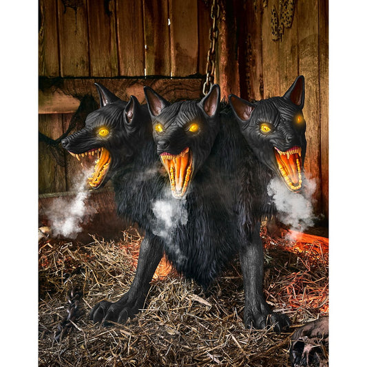 2 Ft 7 In Cerberus Three Headed Dog Animatronic