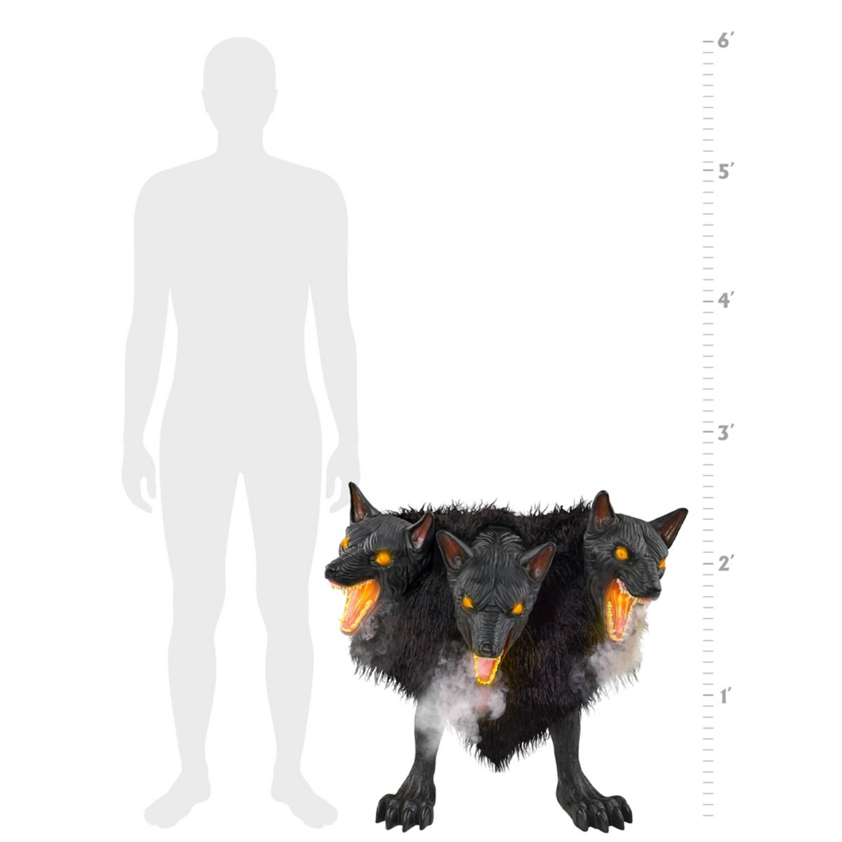 2 Ft 7 In Cerberus Three Headed Dog Animatronic