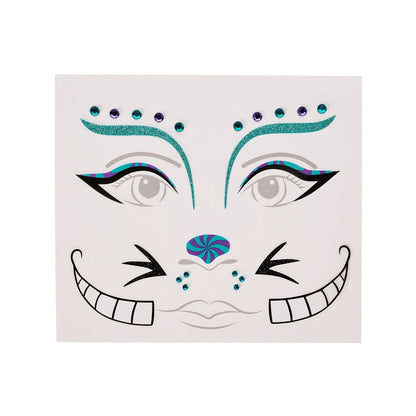 Mischievous Cat Face Decals BLUE