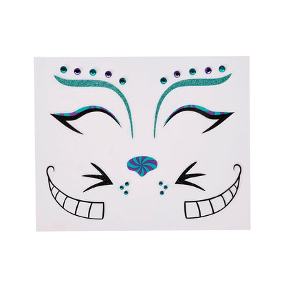 Mischievous Cat Face Decals BLUE