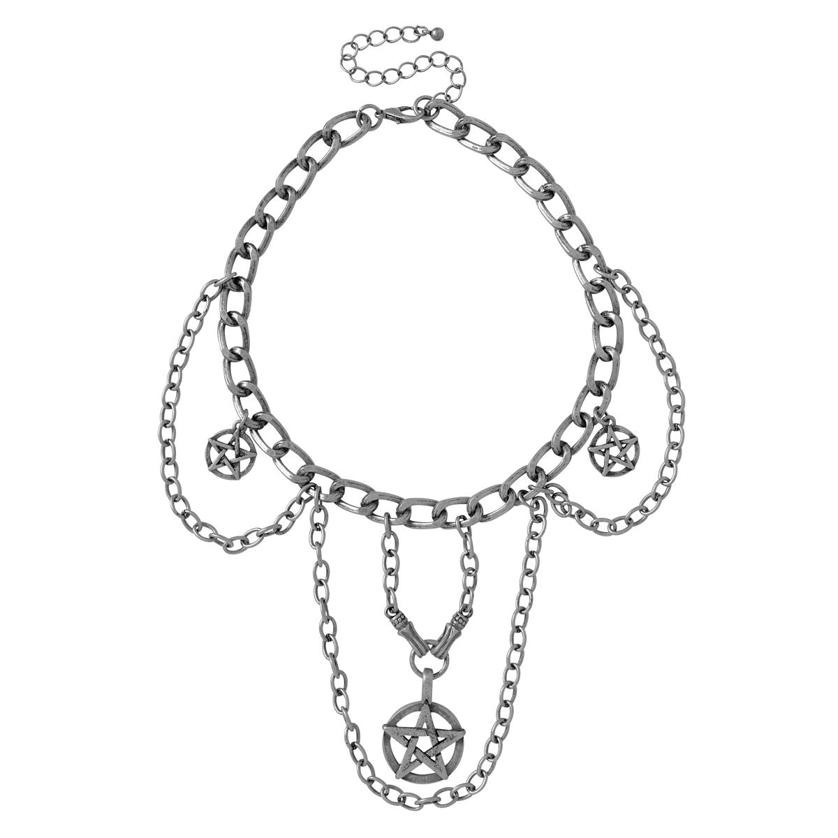 Pentagram Chain Choker Necklace SILVER