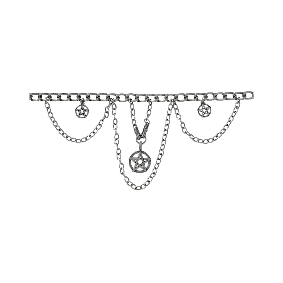 Pentagram Chain Choker Necklace SILVER