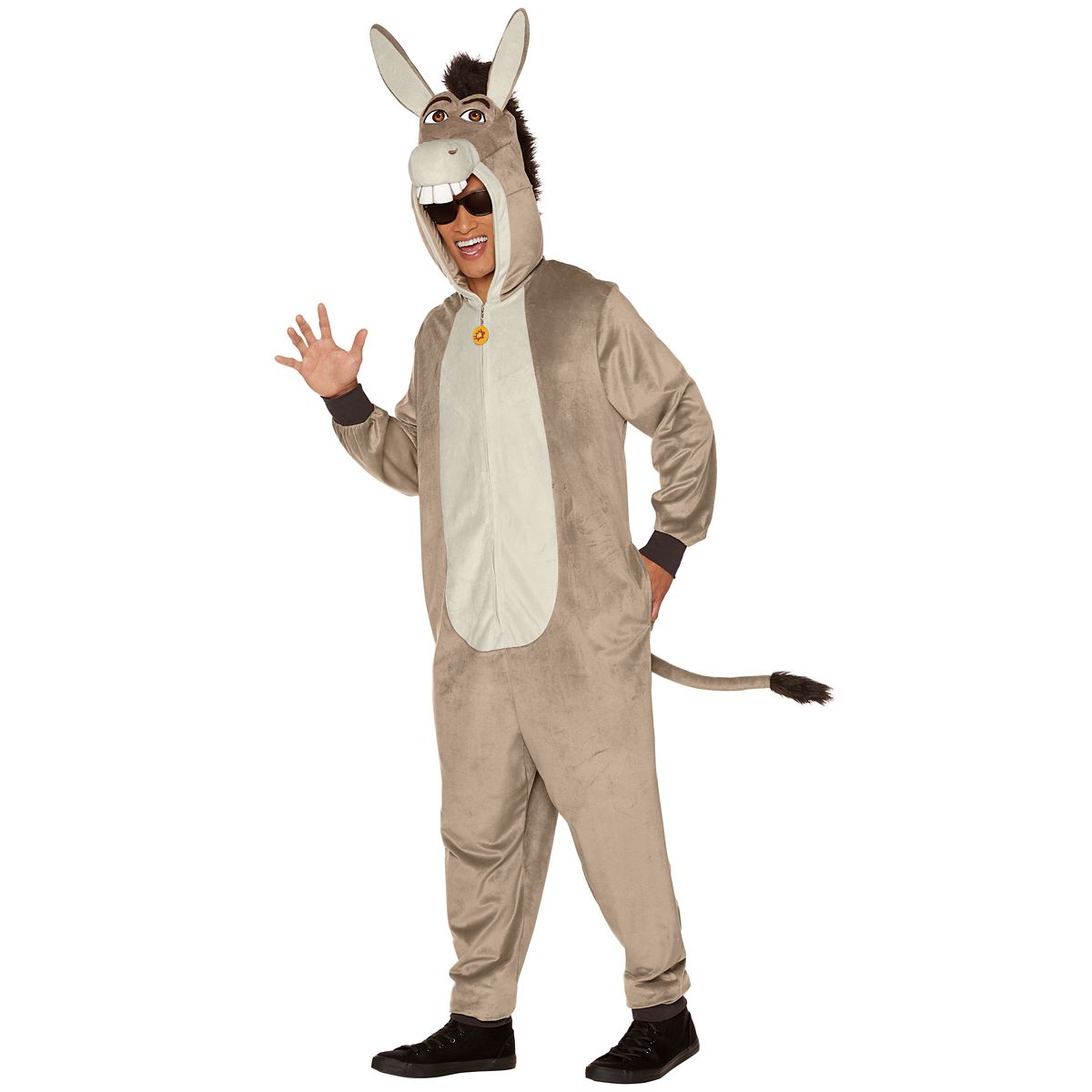 Adult Donkey Jumpsuit Costume - Shrek HEATHER GREY